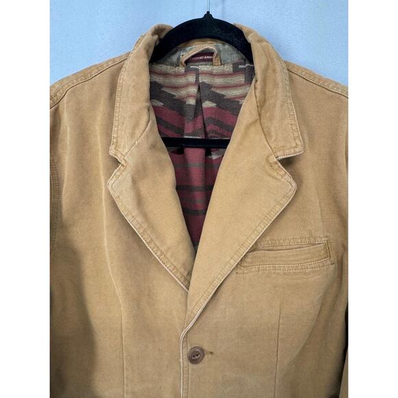VTG Territory Ahead Jacket Mens Large Tan Duck Canvas Chore Aztec Lined Utility - Picture 3 of 16